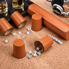 Load image into Gallery viewer, Quiet Felt-Lined Leather Dice Cups with Exclusive Storage - 2 Pack in Orange