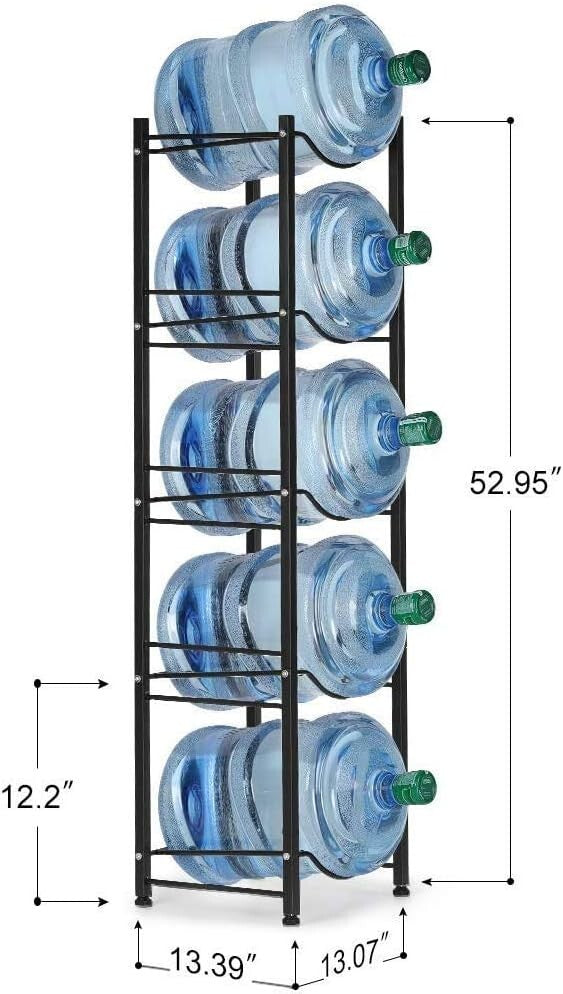 5-Tier Heavy Duty Stainless Steel Water Cooler Jug Rack for Organized Storage