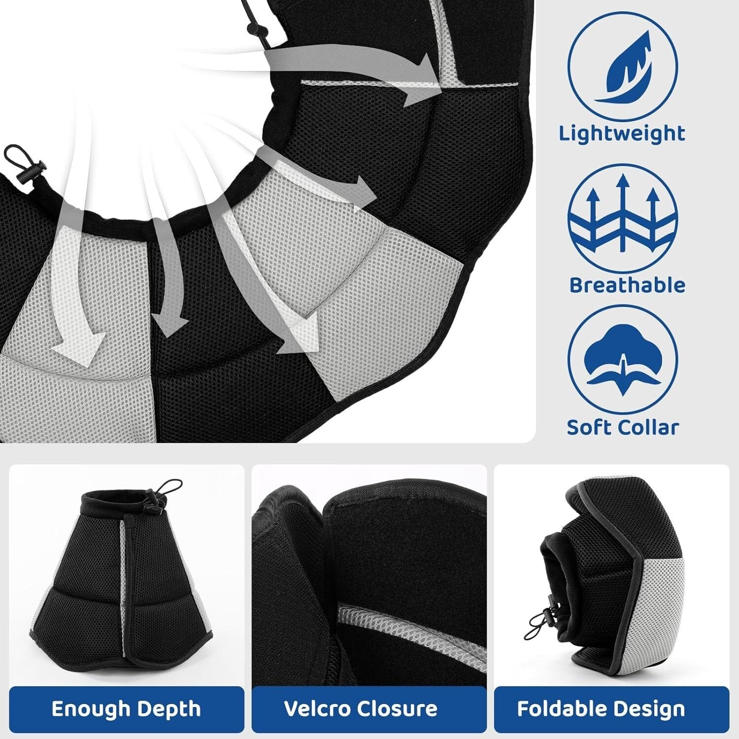 Breathable Soft Pet Cone for Large Dogs - Post-Surgery Adjustable Collar