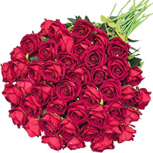 Load image into Gallery viewer, 50PCS Velvet Artificial Roses - Realistic Long Stem Faux Flowers for Weddings