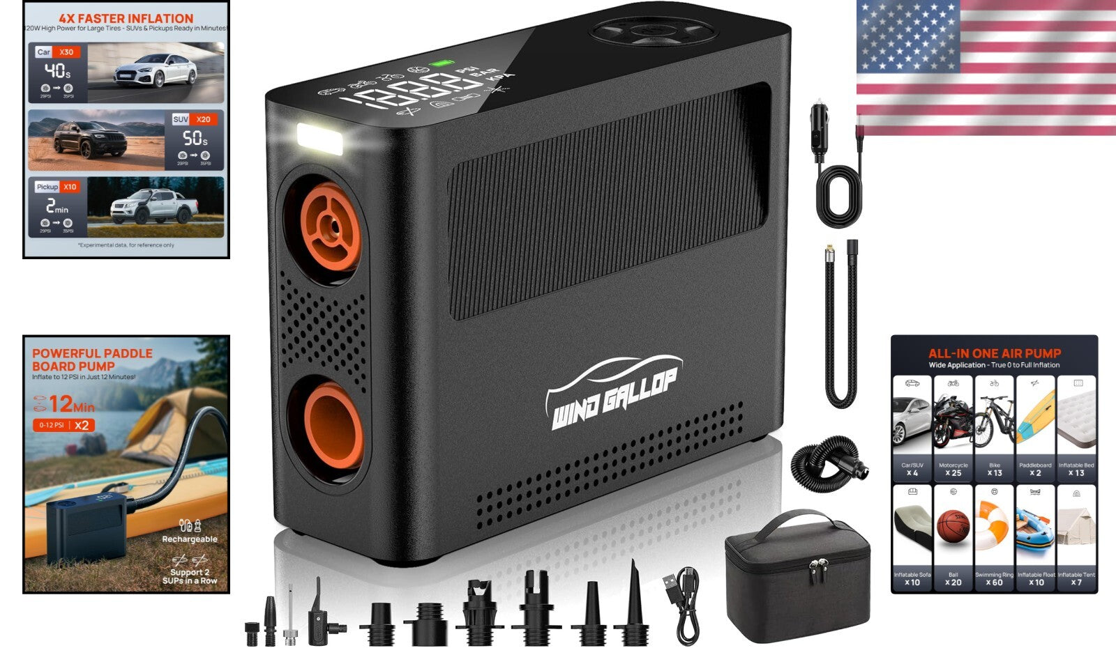 Portable 150 PSI Air Compressor with 8 Modes - Perfect for All Inflatable Needs