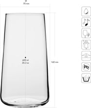 Load image into Gallery viewer, Set of 6 Modern Highball Glasses - 20 fl oz Clear Drinking Cups, Dishwasher Safe