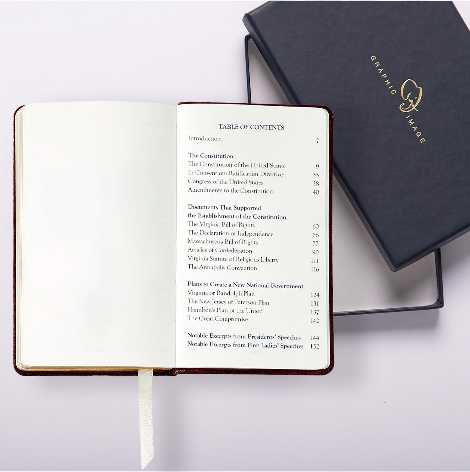 Elegant U.S. Constitution Book in Full-Grain Calfskin Leather | Gift-Ready Box