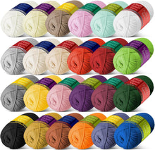Load image into Gallery viewer, Soft Cotton-Nylon Crochet Yarn for Beginners - 2400 Yards in 24 Colorful Skeins