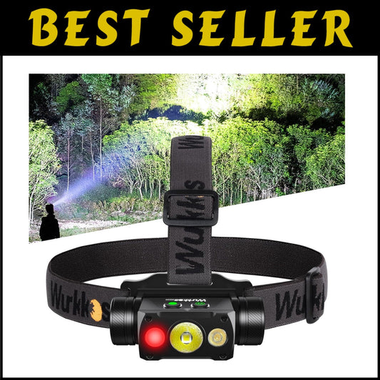 Adjustable 4000 Lumen LED Headlamp with Red Light & IP67 Waterproof Design