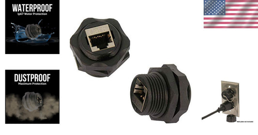 High-Quality Shielded RJ45 Female Coupler - 10 Pack with IP67 Water Protection