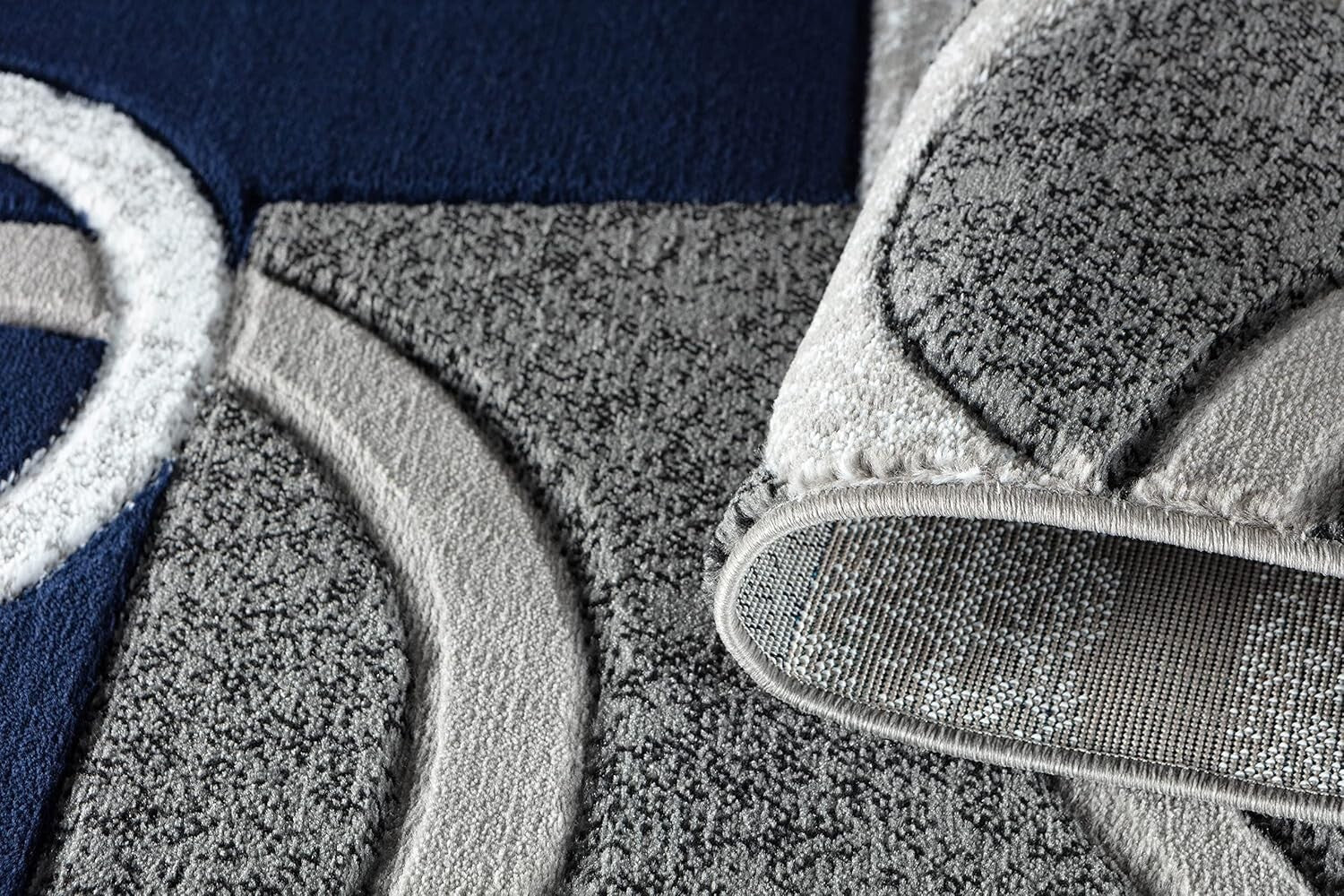 Contemporary Navy 8x10 Fluffy Area Rug - Versatile for Entryway & Living Room