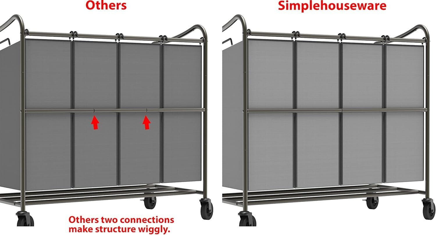 Durable 4-Bag Laundry Sorter with Smooth-Rolling Wheels - Modern Design