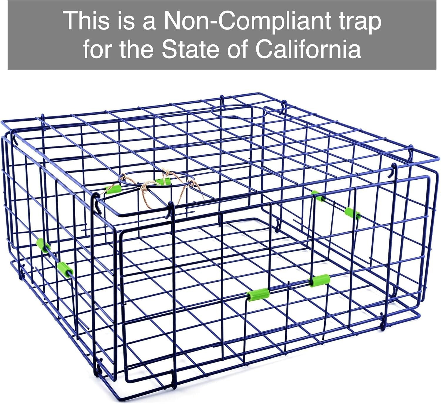 Blue 24-Inch Foldable Crab Trap with Marine-Grade Wire for Fishing Enthusiasts