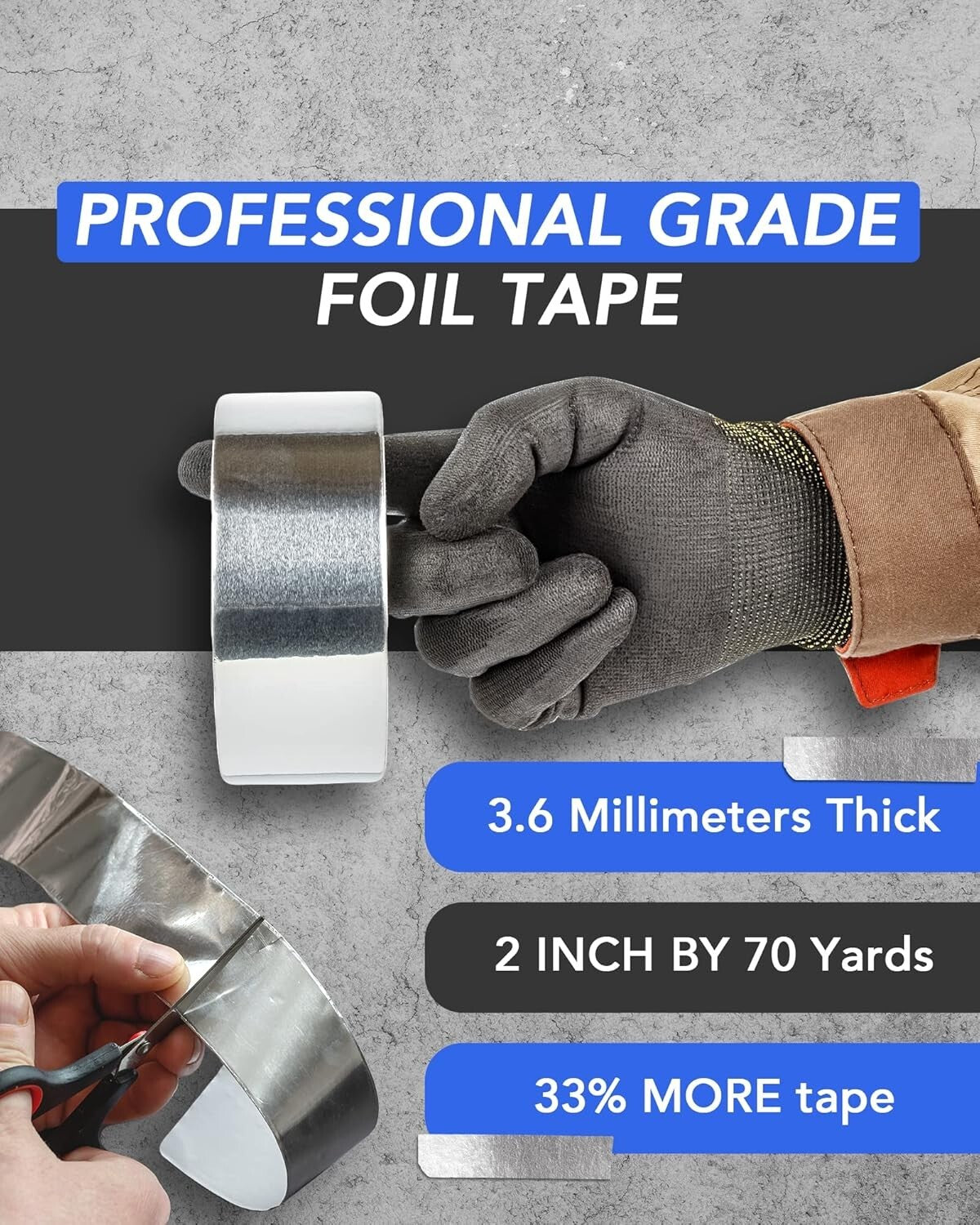 6-Pack Heavy-Duty Aluminum Foil Tape – 2Inch x 70Yards with Money-Back Guarantee