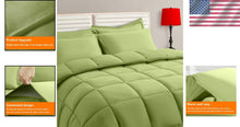 Load image into Gallery viewer, Luxurious Sage Green King Comforter Set - 7 Piece Reversible Bedding Bundle