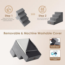 Load image into Gallery viewer, Portable 4-Step Dog Stairs for Small Dogs - Indoor Pet Steps with Washing Cover