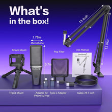 Load image into Gallery viewer, Unidirectional USB Gaming Microphone with Real-time Monitoring &amp; Accessories
