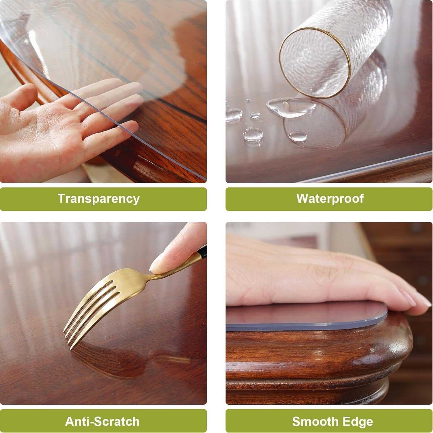 Clear Table Cover Protector 60x108 inches - 2mm Thick & Waterproof Excellence