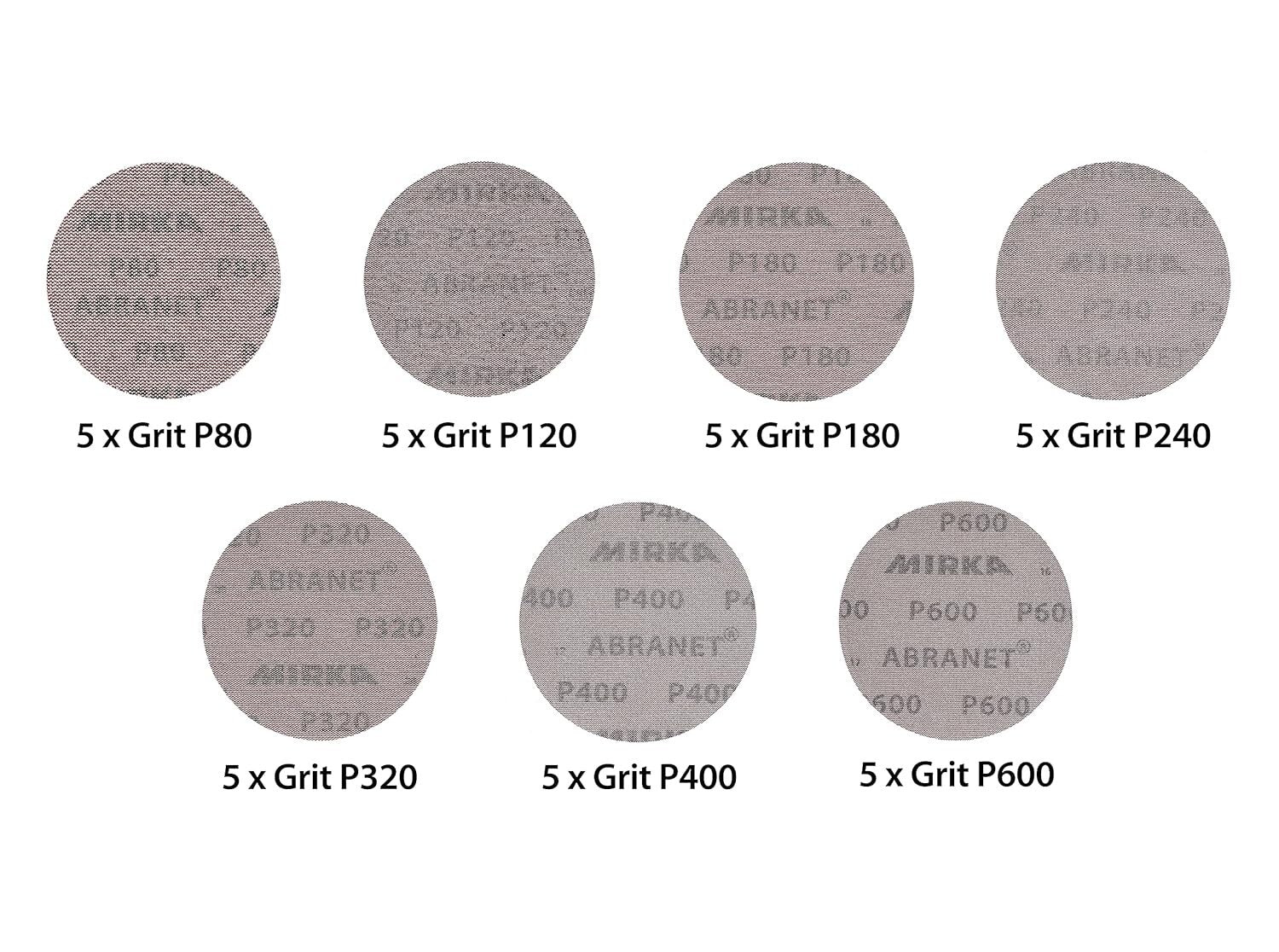35-Piece Abranet Hook and Loop Sanding Disc Mix-Pack - 5-Inch for All Materials