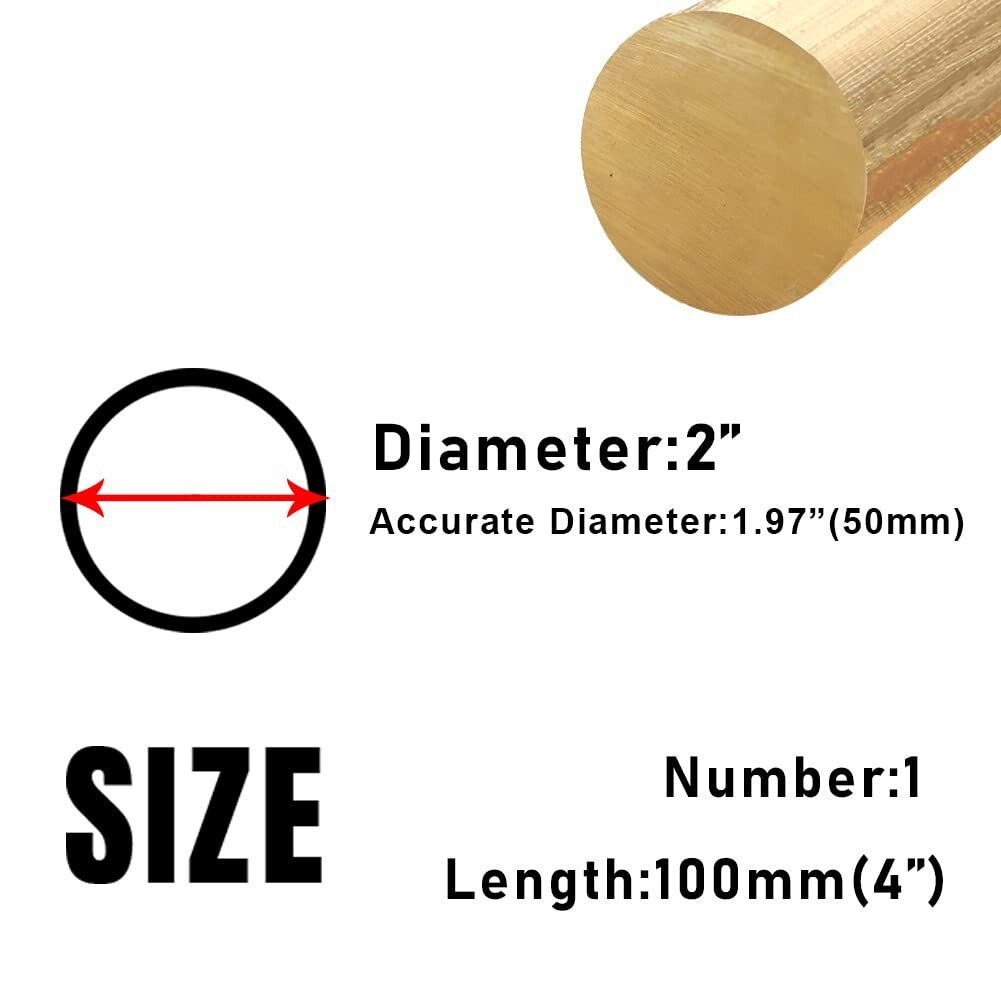 Solid Brass Rods, 2" Dia, 4" Long - Perfect for Knife Handles and Crafts