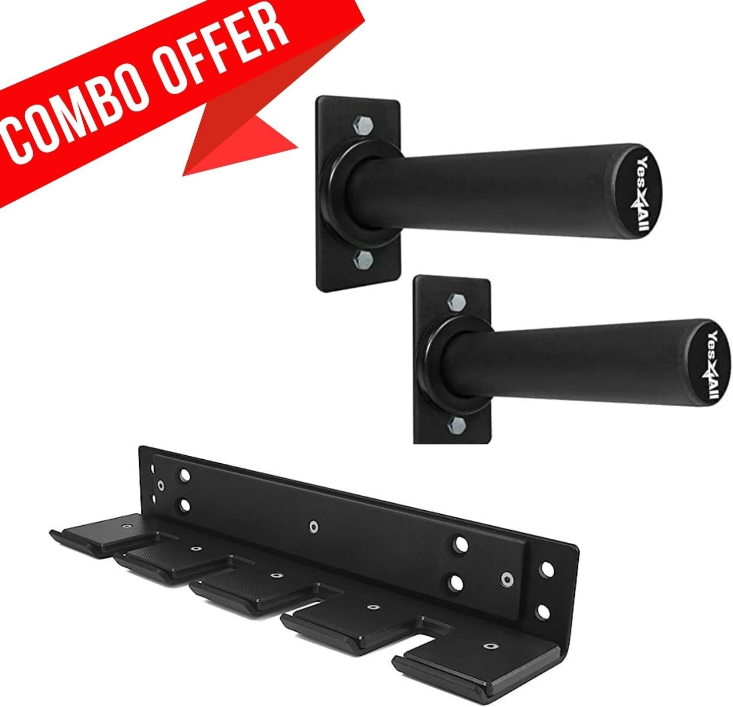 Compact Olympic Weight Plate Holder with Heavy-Duty Wall Mount - 550lb Capacity