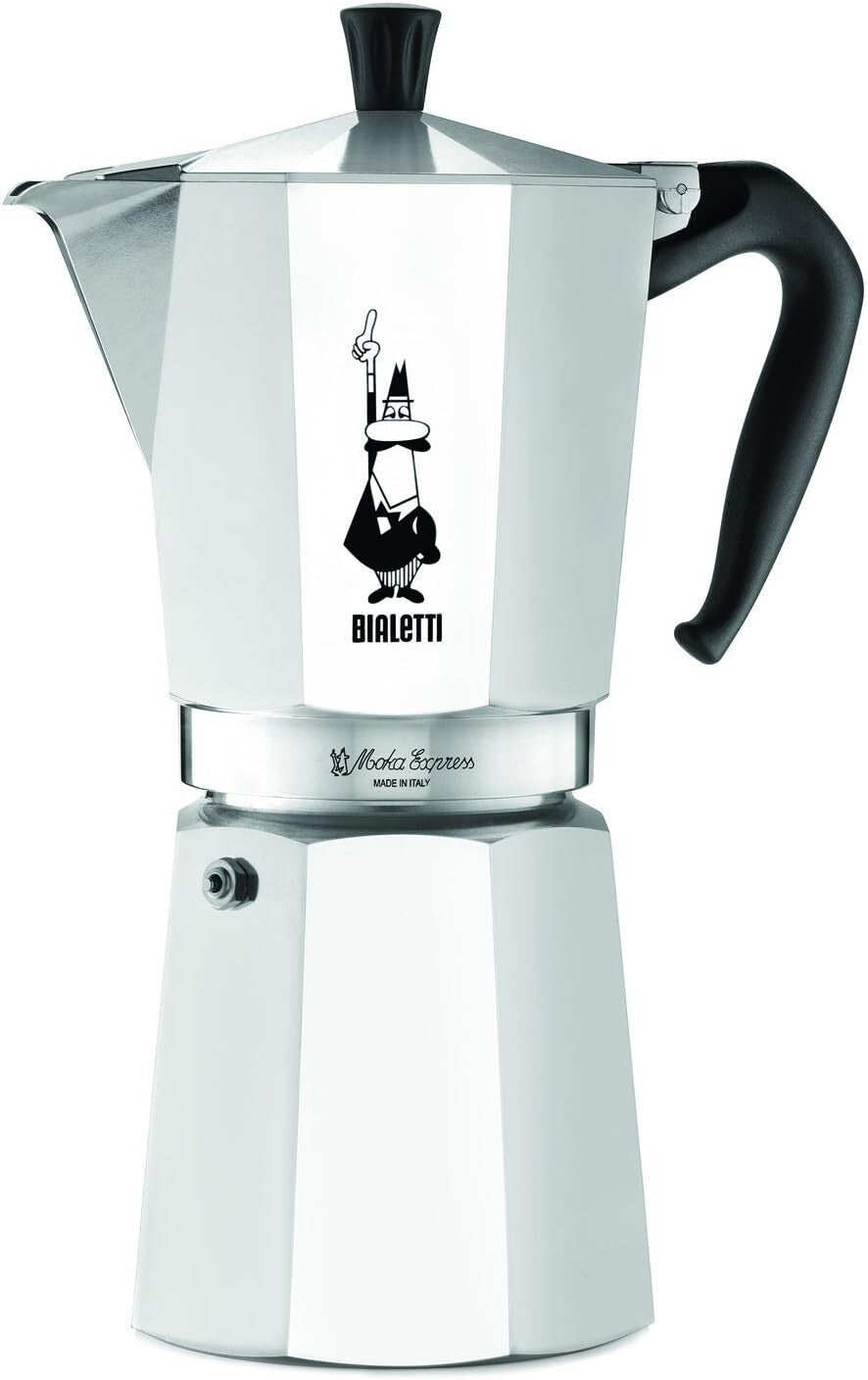 Authentic Italian Moka Pot: 12 Cups, Gas and Induction Compatible - Moka Express