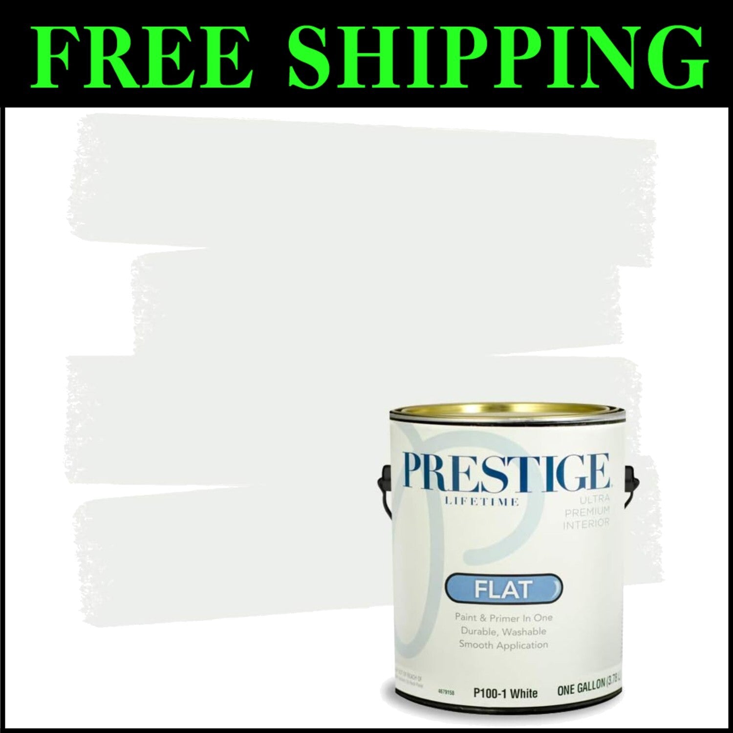 Acrylic Latex Flat Interior Paint - 1 Gallon, Easy Clean-Up and Coverage