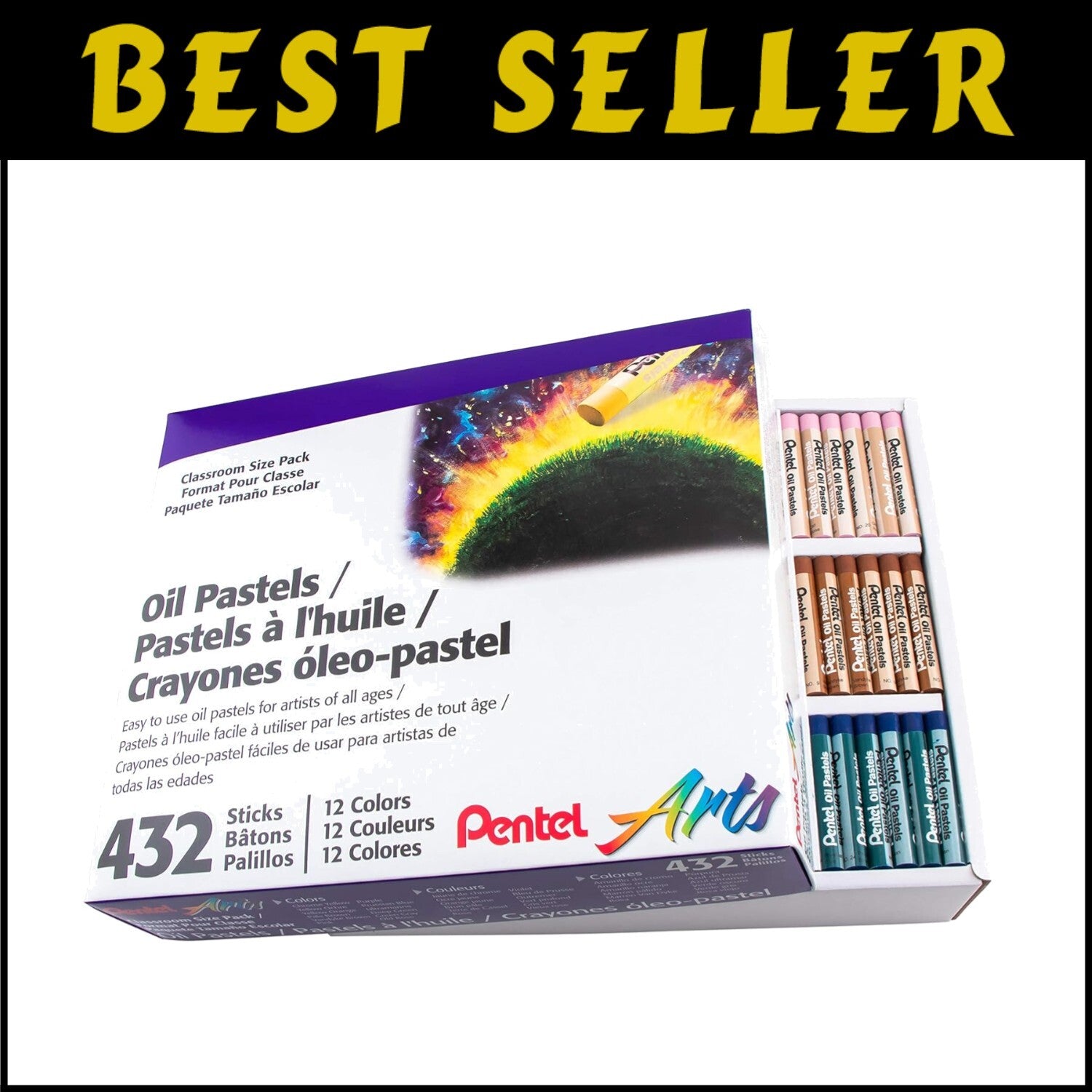 Durable Multi-Color Oil Pastels 432-Piece Set for Adult Artists - Easy to Blend