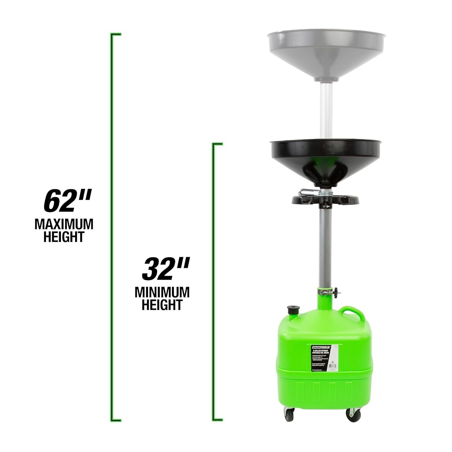 Portable Oil Drain Container with 17" Funnel & Heavy-Duty Casters for Easy Use