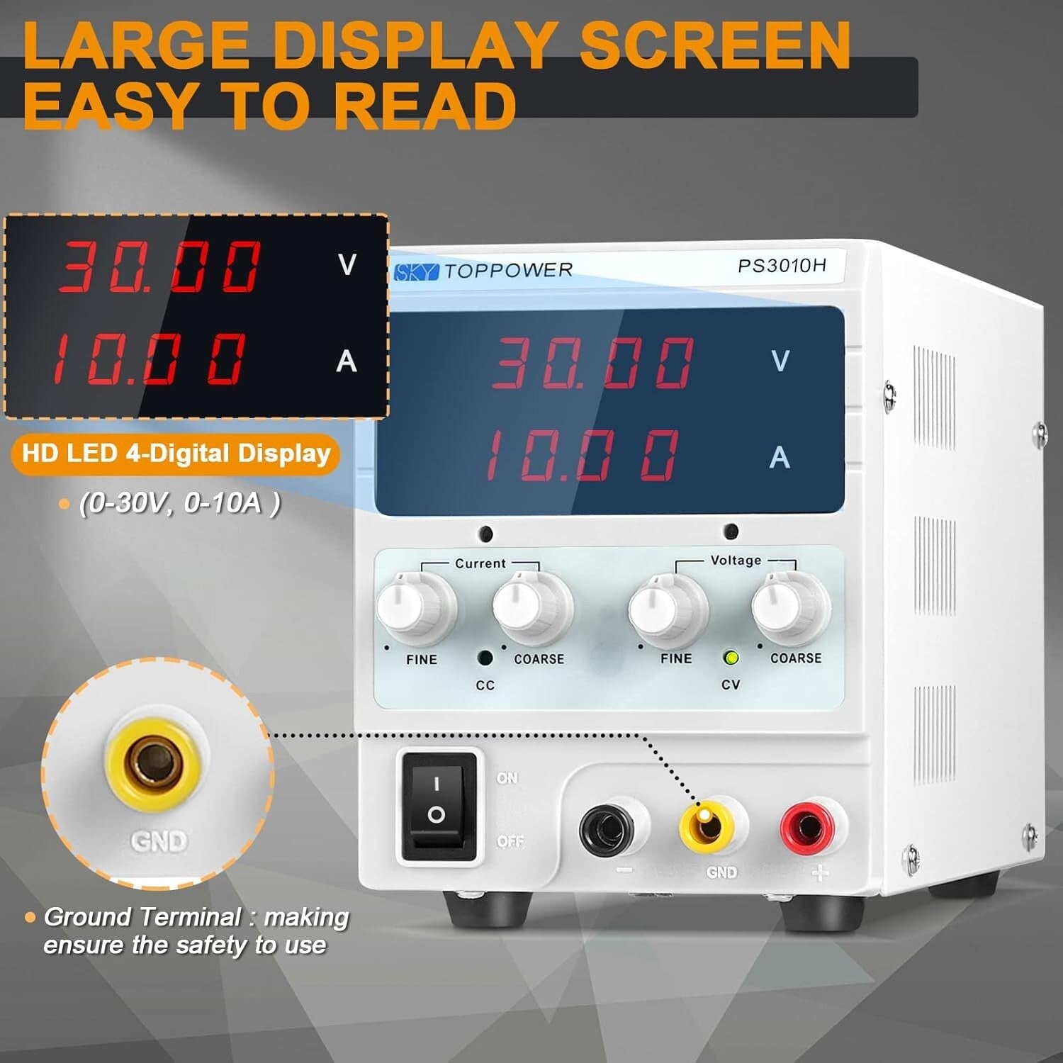 Multi-Function Variable DC Power Supply with 4-Digit Display - Ideal for DIY