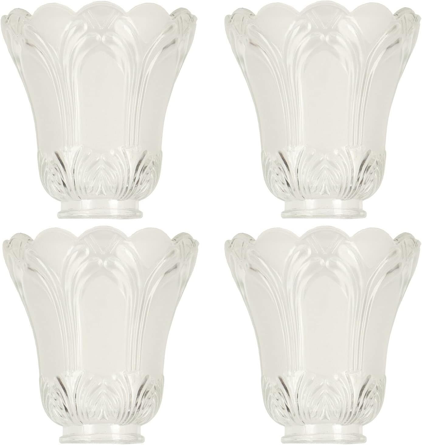 Clear & Frosted Glass Ceiling Fan Light Covers - Pack of 4, Transitional Style