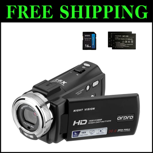 Infrared Night Vision 1080P Camcorder with 16GB Memory - Perfect for Adventurers