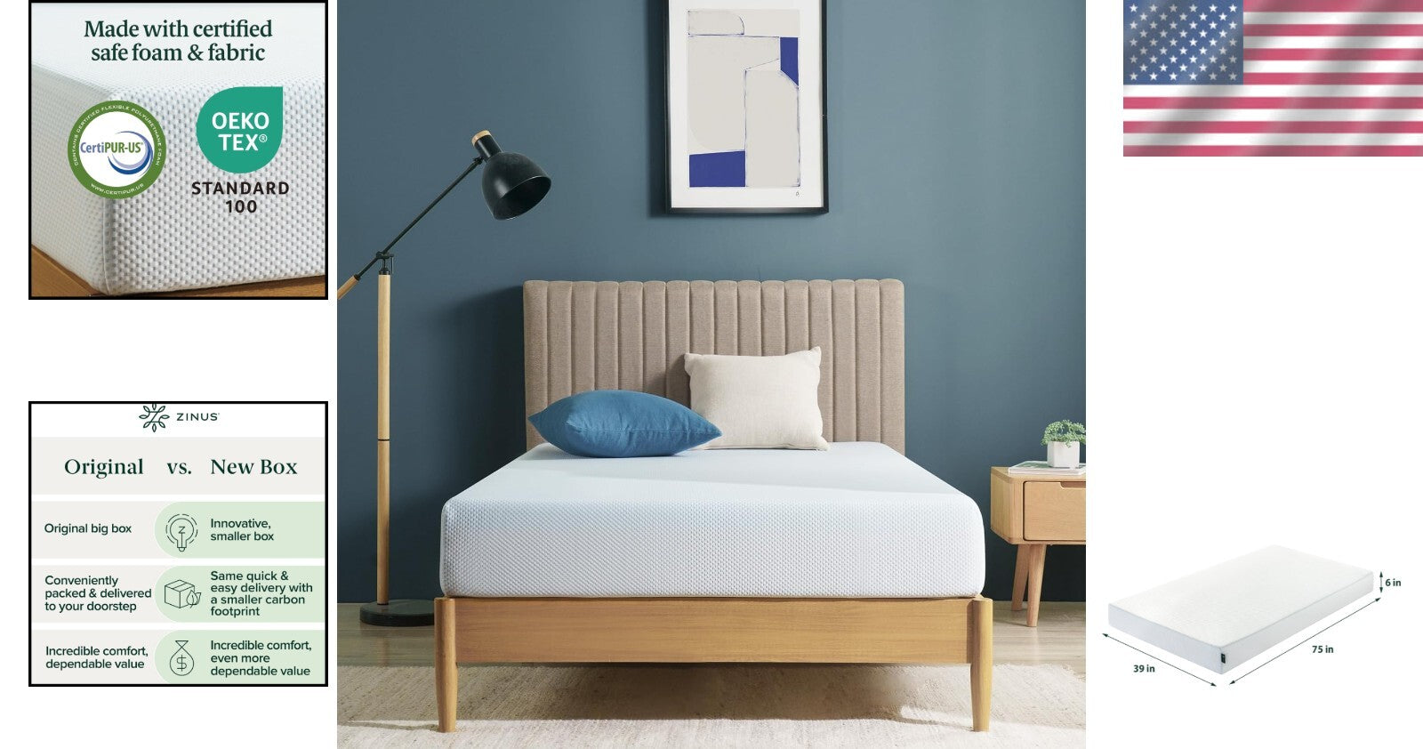 Safe and Comfortable Gel-Infused Memory Foam Mattress - Twin, 10-Year Warranty