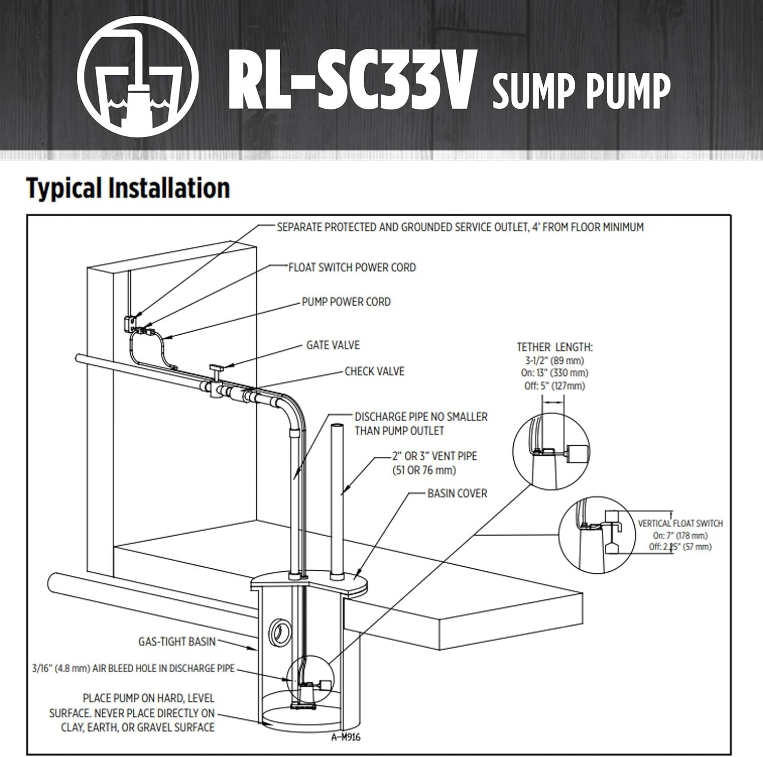Automatic Red Sump Pump - 1/3 HP, 25-Ft Lift with 10-Ft Cord for Flood Control