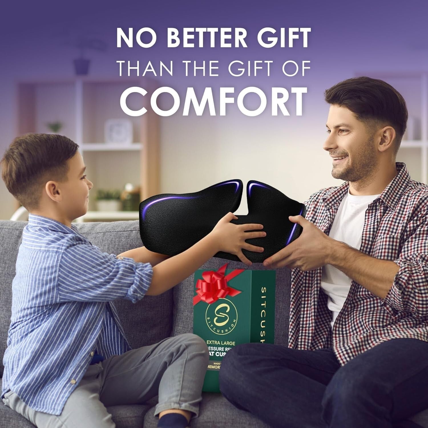 Ergonomic X-Large Memory Foam Seat Cushion for Tailbone Pain Relief & Support