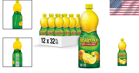 Fresh Taste 100% Lemon Juice 32 Fl Oz Bottles - Pack of 12 for Versatile Recipes