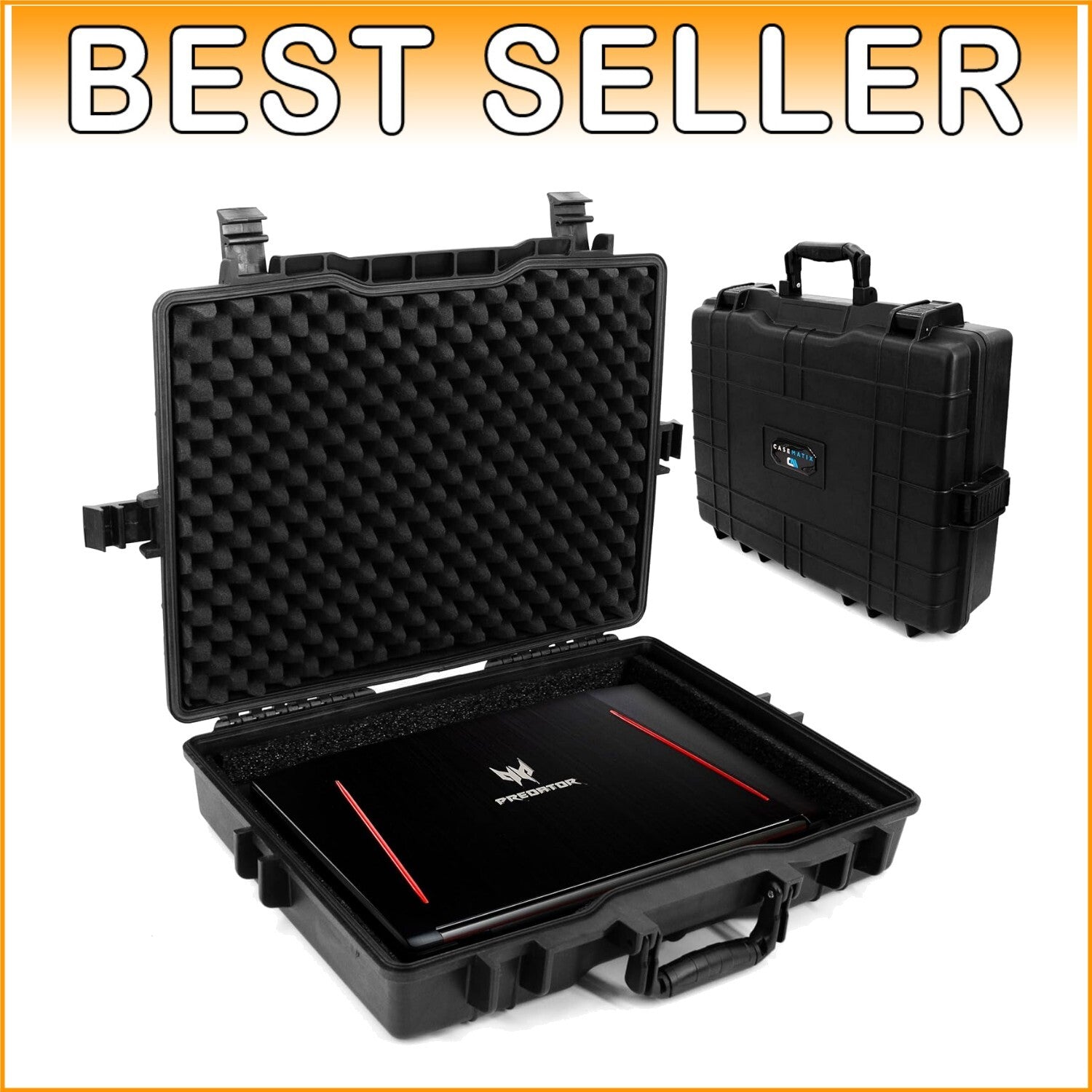 Durable Waterproof Hard Case with Foam for 15-17" Gaming Laptops - Secure Travel