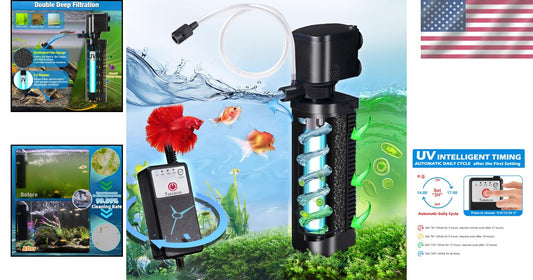 All-in-One Submersible Aquarium Filter and Pump - Crystal Clear Water with Timer