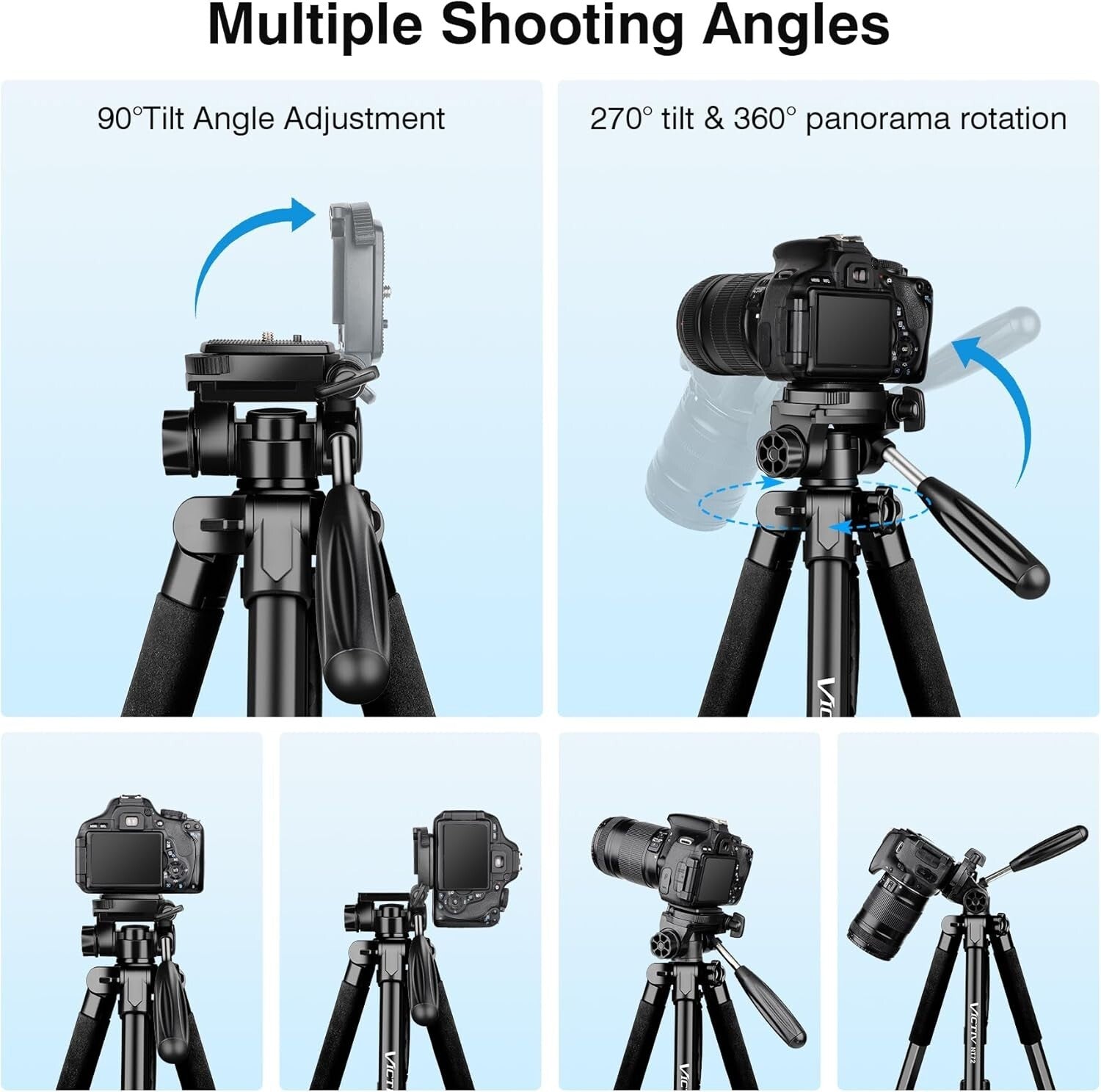 360° Panning 72" Tripod: Heavy Duty & Portable Photography Stand for All Cameras