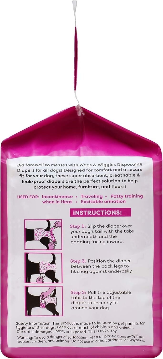 Ultra-Absorbent Disposable Dog Diapers for Female Dogs - 144 Count, Small Size