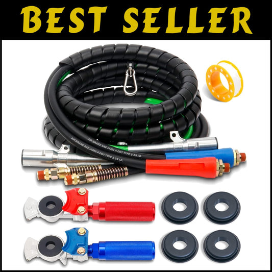 15ft 3-in-1 Air Line Hose with Glad Hands for Tractor Trailers - 125PSI
