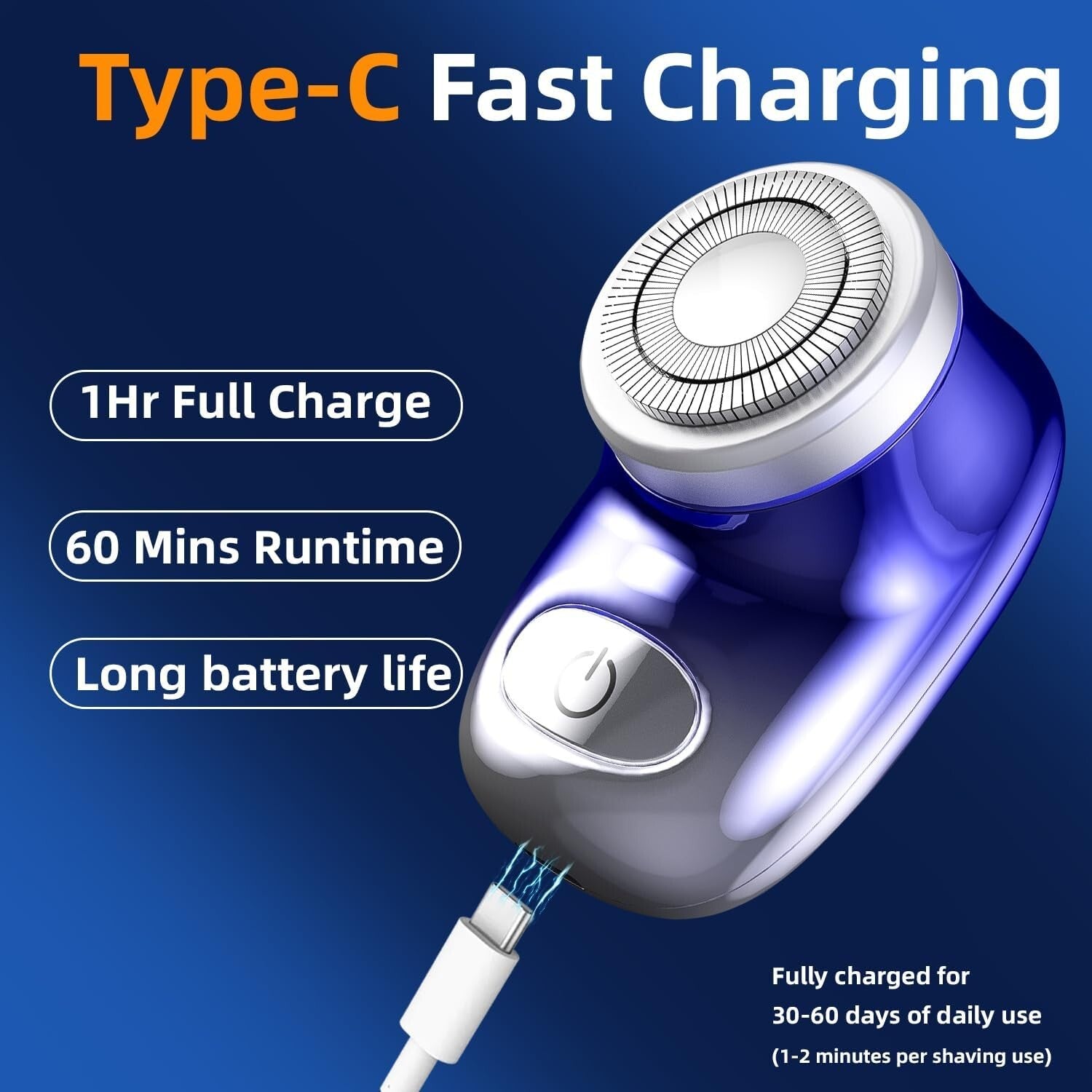 Wet and Dry Portable Shaver - Lightweight Rechargeable Electric Razor for Travel