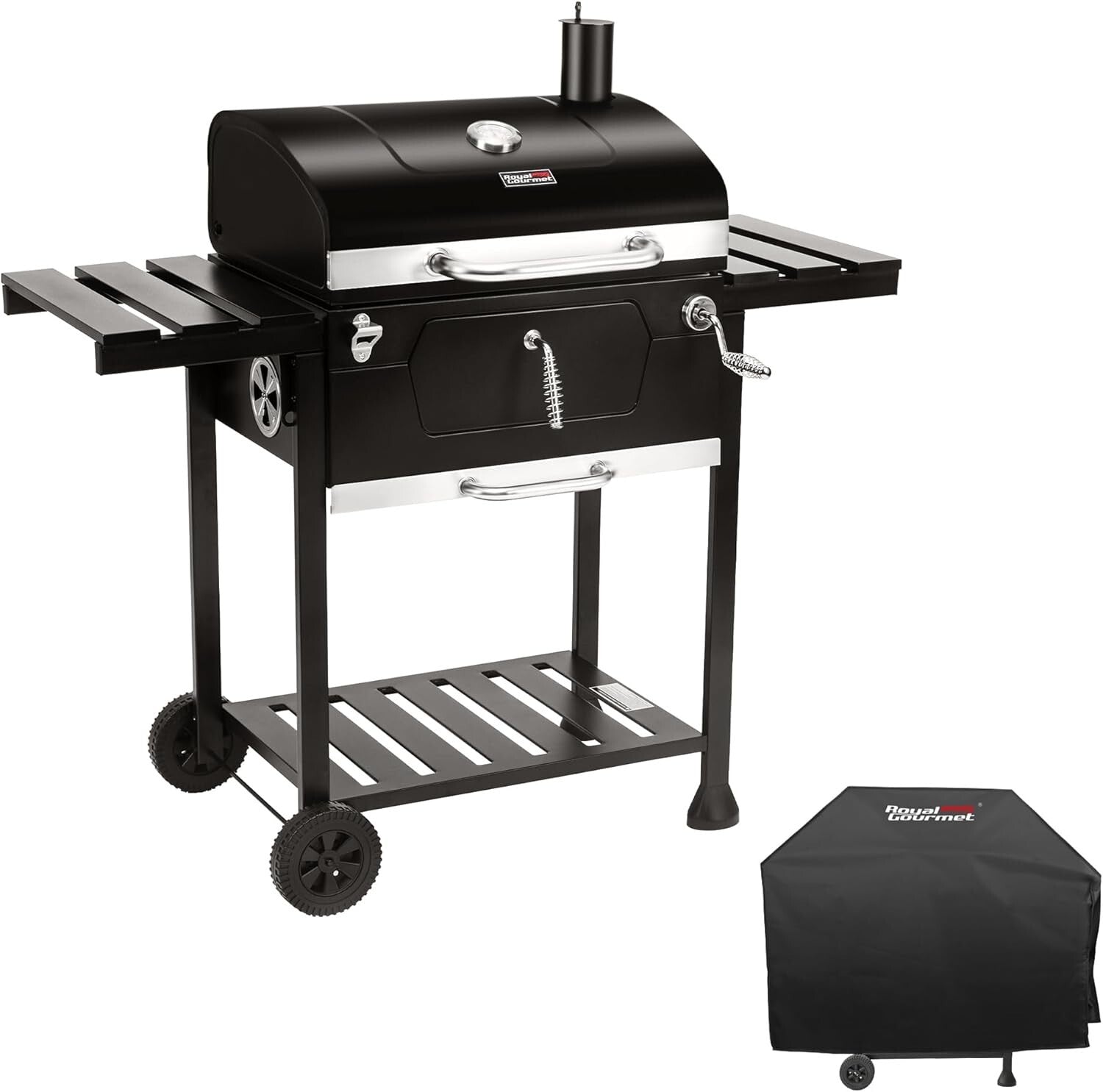 Charcoal Grill with Adjustable Height & Collapsible Tables - Perfect for Picnics