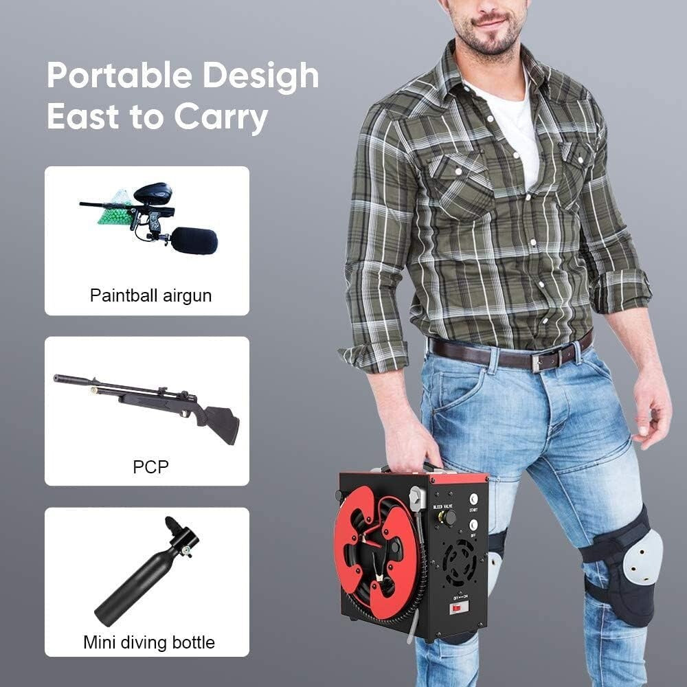 Efficient Oil-Free PCP Air Compressor with Built-in Water Separator, 4500Psi