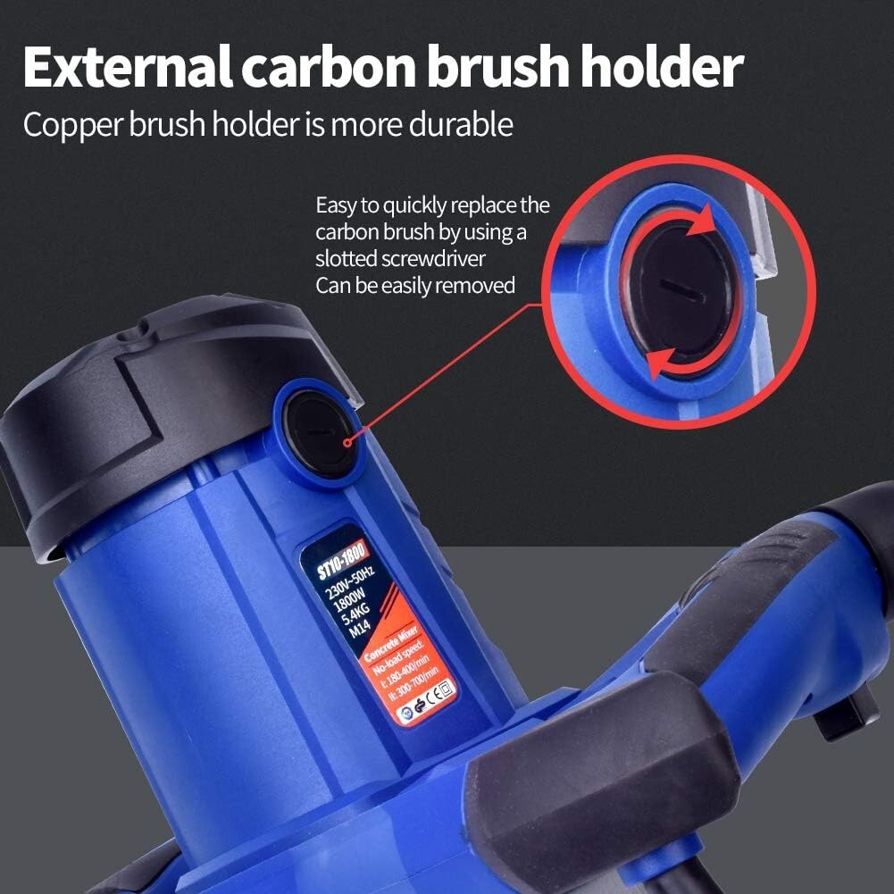 Lightweight 1800W Electric Mixer with 7 Speeds - Perfect for Paint, Grout & More