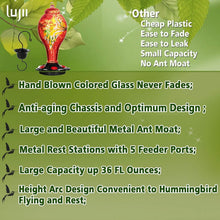Load image into Gallery viewer, Large Capacity Hummingbird Feeder - Hand Blown Glass, Easy to Clean Design