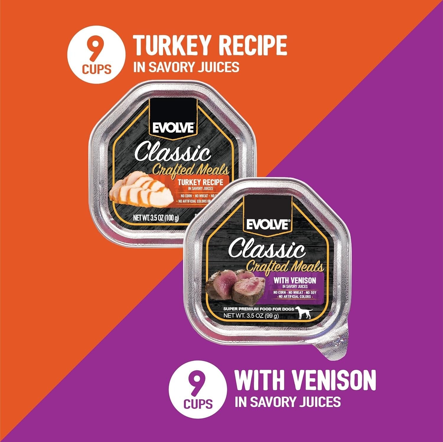 Mouthwatering Turkey and Venison Dog Food Variety Pack - 18 Trays, 3.5 oz Each