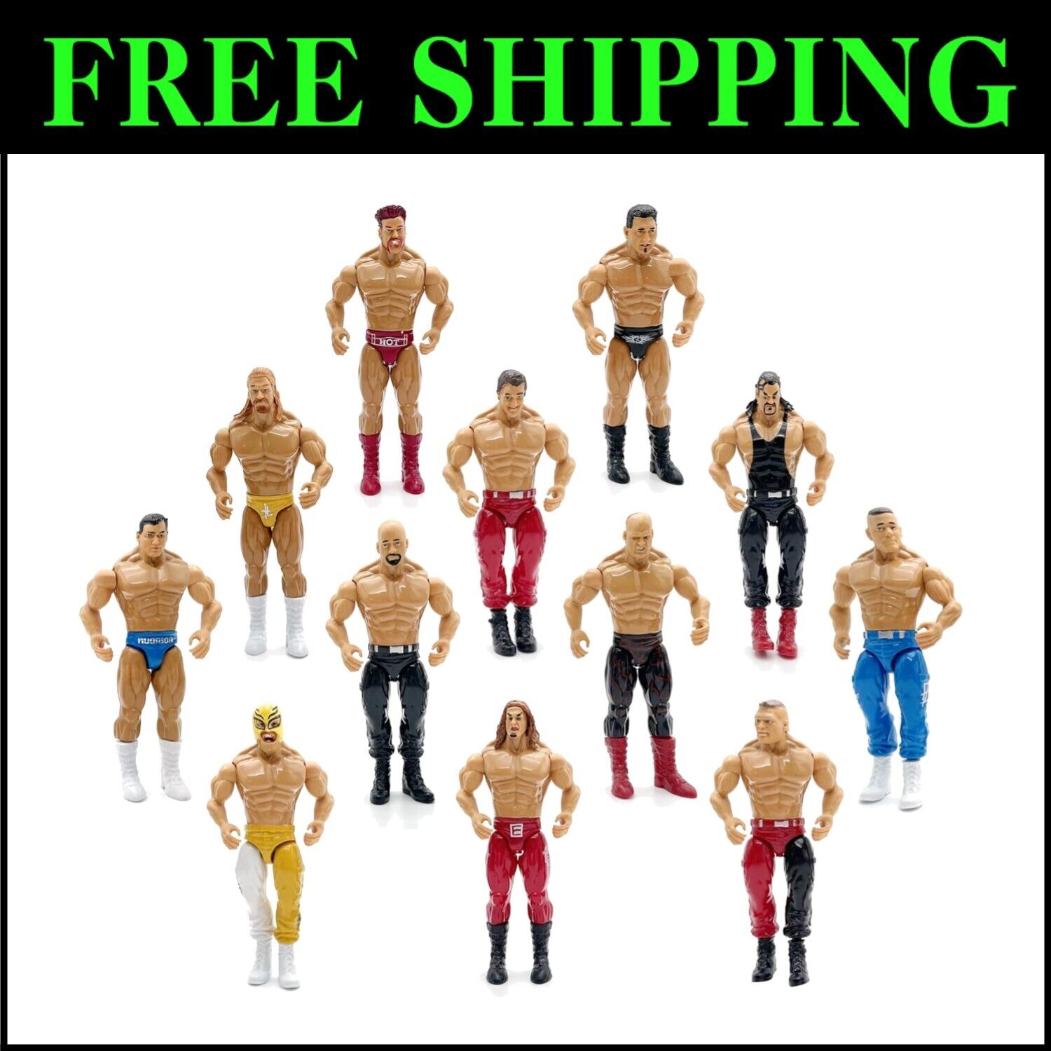 Deluxe 12pc Wrestling Action Figures Set - 7-Inch Realistic Wrestlers for Kids