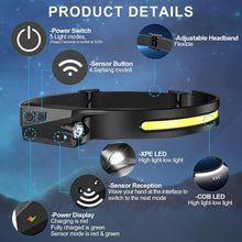 Load image into Gallery viewer, Waterproof 4-Pack Rechargeable Headlamps with Motion Sensor &amp; 30° Wide Beam
