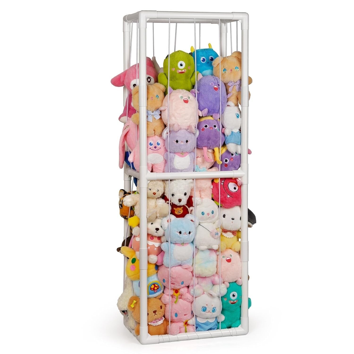 Easy Assembly Stuffed Animal Holder - Extra Large PVC Storage for Kids' Rooms