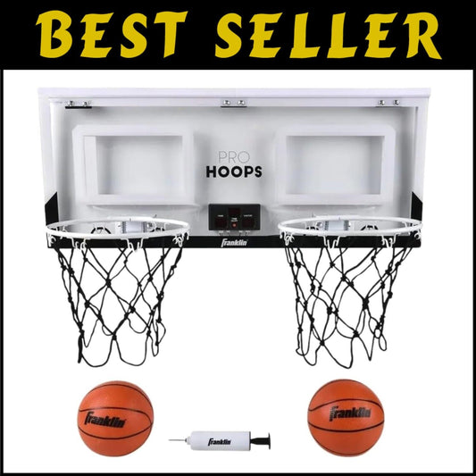 Light-Up Over-The-Door Indoor Basketball Hoops Set with Scoreboard & Balls