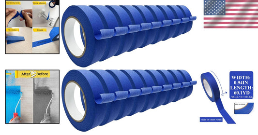 18-Pack Blue Masking Tape - 0.94in Acclaimed Medium Adhesion Tape for Painting