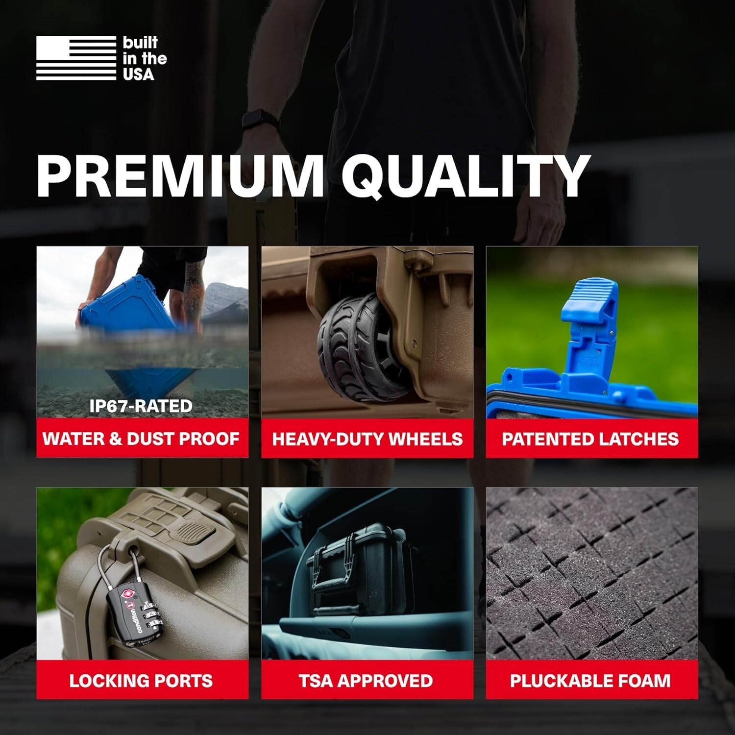 22" Rolling Lockable Hard Storage Case - Waterproof Protective Box for Gear