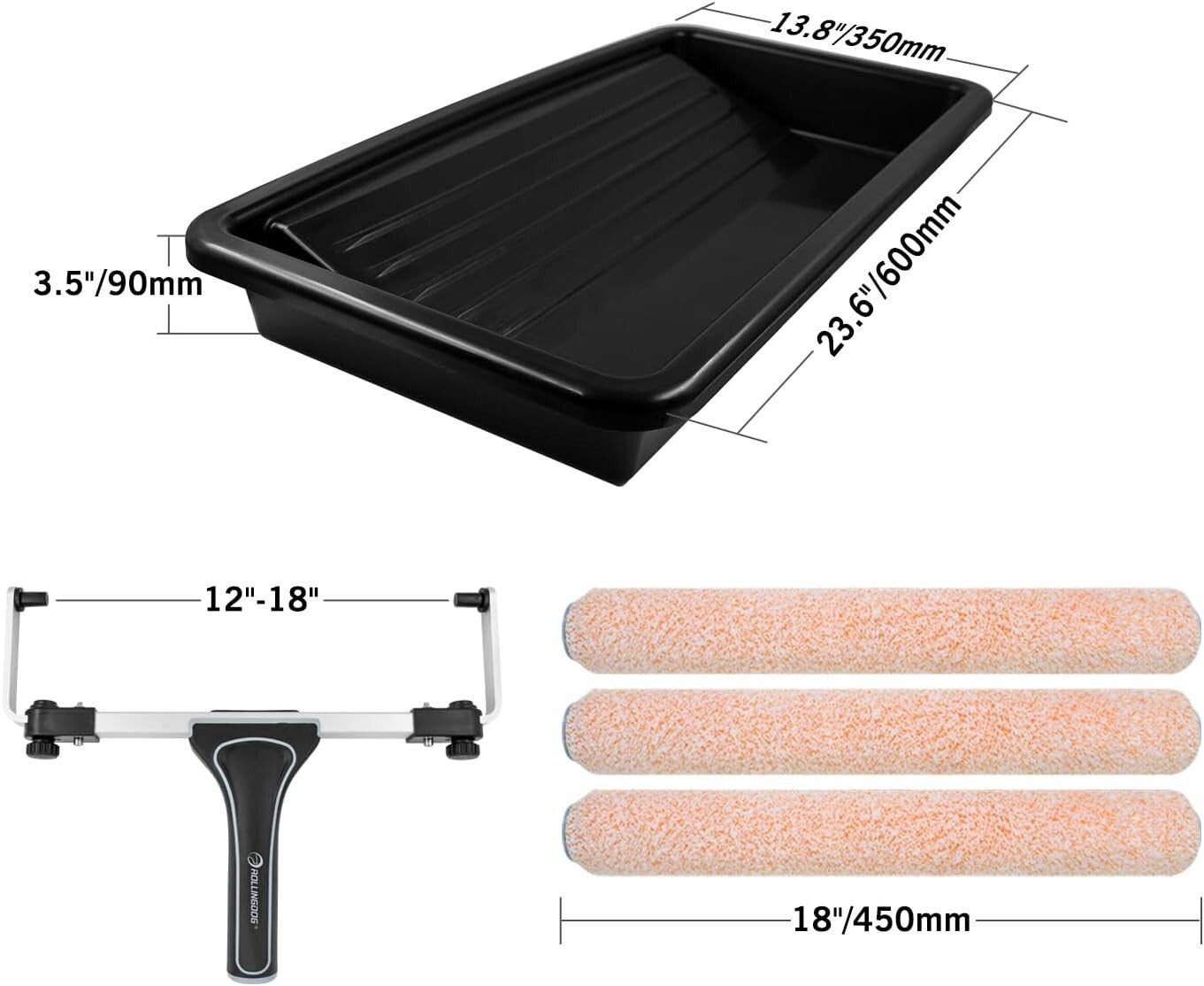 Adjustable 12-18" Paint Roller Set with Tray – Perfect for High Walls & Ceilings